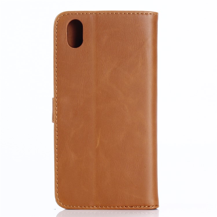 Retro Crazy Horse Stand Wallet Leather Protevtion Mobile Phone Shell for Sharp One X1 - Brown-2