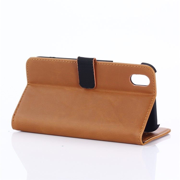 Retro Crazy Horse Stand Wallet Leather Protevtion Mobile Phone Shell for Sharp One X1 - Brown-4