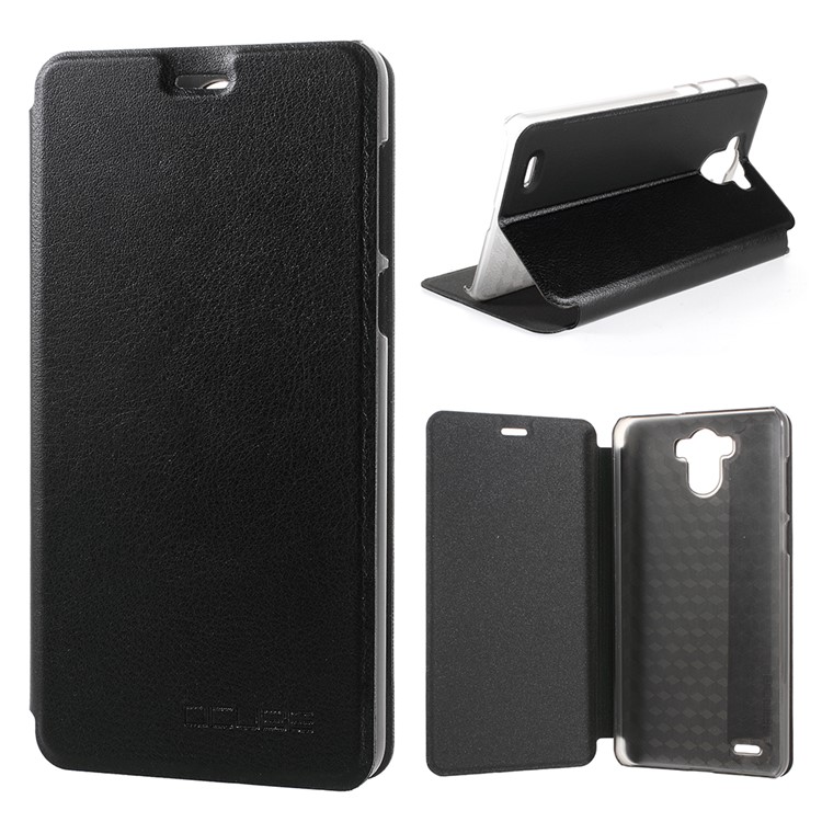 Folding PU Leather Skin PC Case with Stand for BlackBerry R6 Lite - Black-1