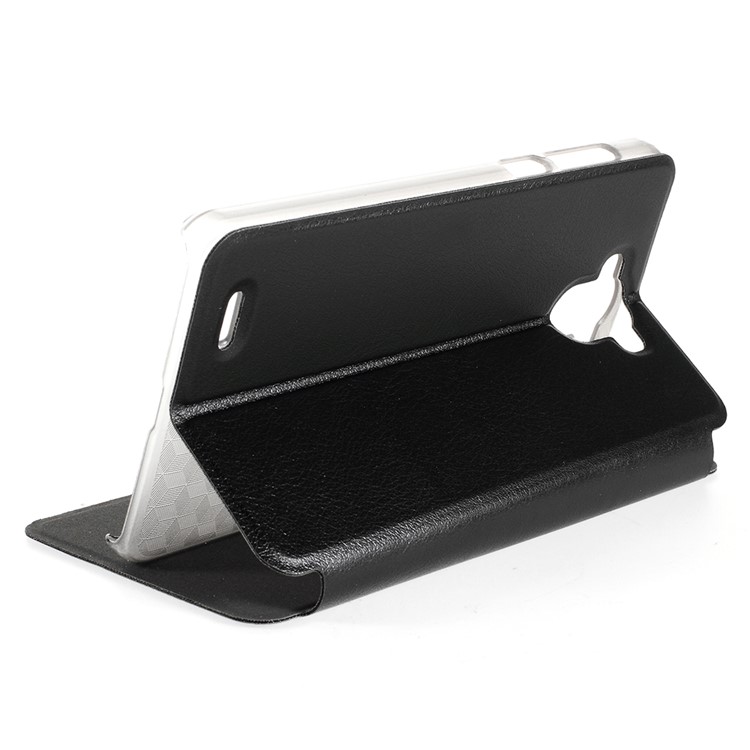 Folding PU Leather Skin PC Case with Stand for BlackBerry R6 Lite - Black-5