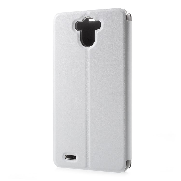 Folding PU Leather Skin PC Cover with Stand for BlackBerry R6 Lite - White-3