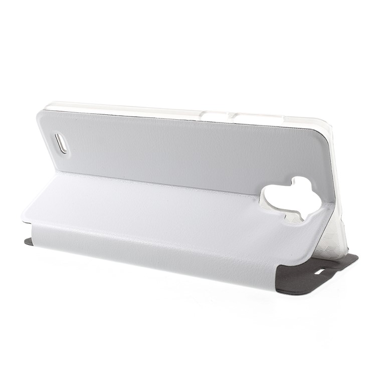 Folding PU Leather Skin PC Cover with Stand for BlackBerry R6 Lite - White-4