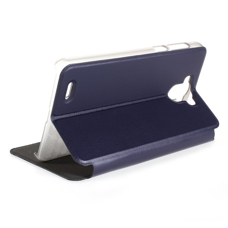 Folding PU Leather Skin PC Shell with Stand for BlackBerry R6 Lite - Dark Blue-4