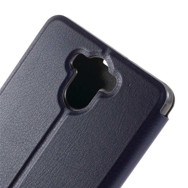 Folding PU Leather Skin PC Shell with Stand for BlackBerry R6 Lite - Dark Blue-6