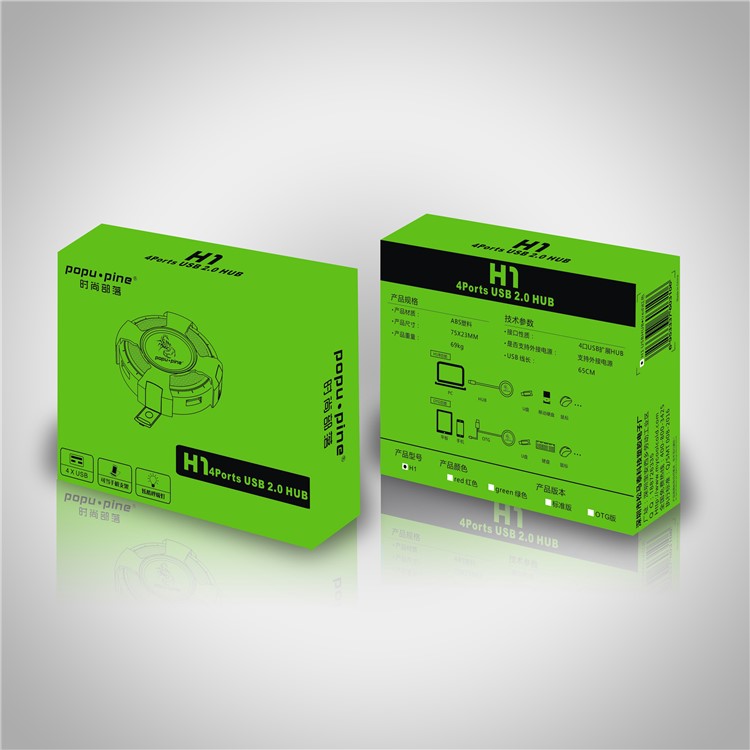 POPU·PINE H1 Multi-protection Portable 4 Ports USB 2.0 High Speed Hub - Green-4