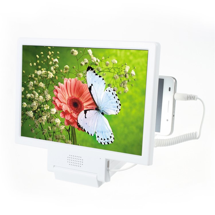 3D Screen Magnifier with Foldable Stand and Audio Cable for iPhone Samsung Sony etc - White-2