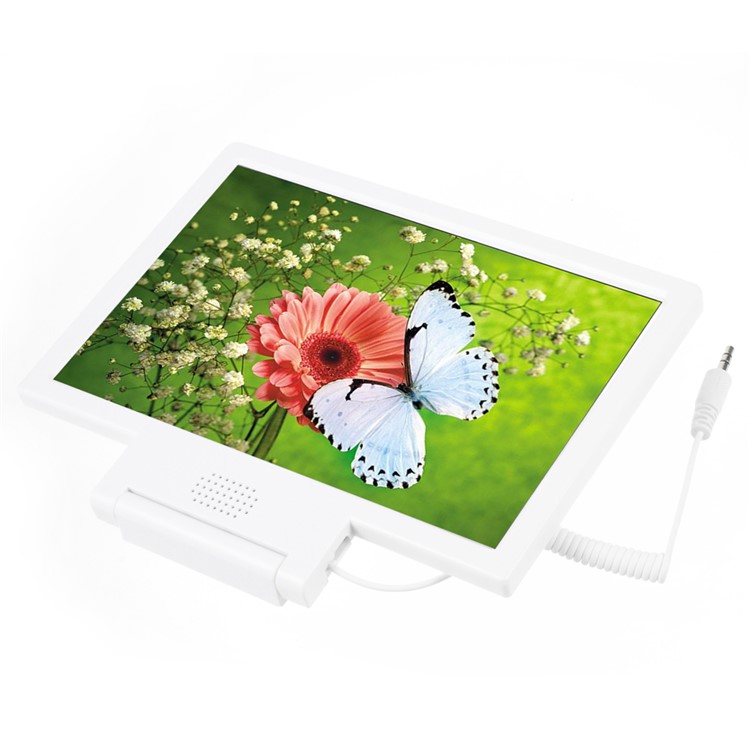 3D Screen Magnifier with Foldable Stand and Audio Cable for iPhone Samsung Sony etc - White-3