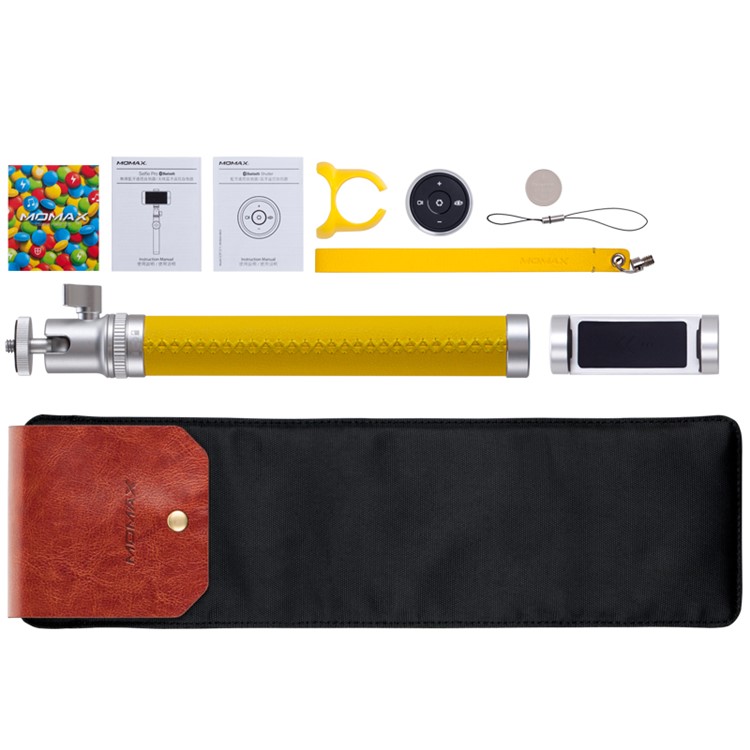 MOMAX Selfie Pro 90cm Selfie Stick Monopod with Bluetooth Remote Shutter - Yellow-11