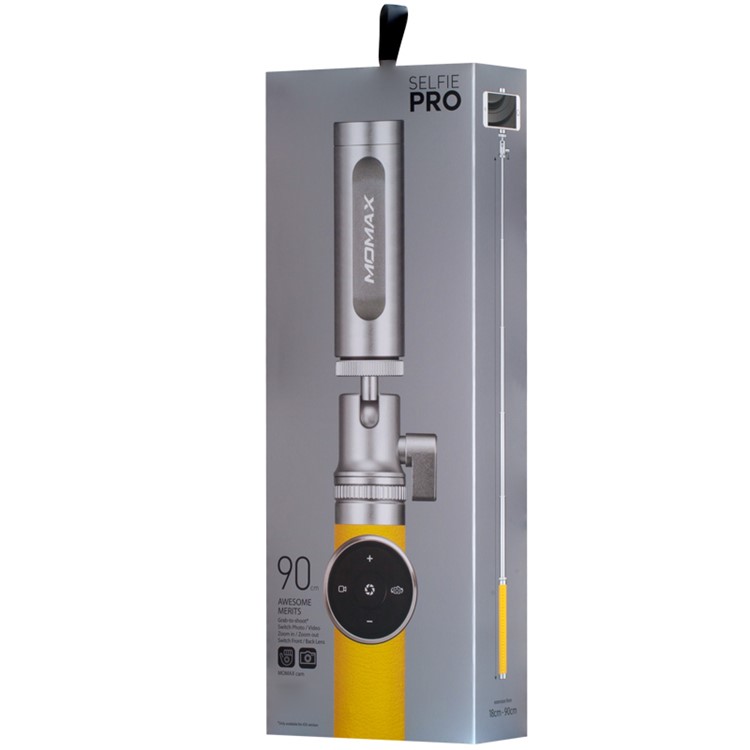 MOMAX Selfie Pro 90cm Selfie Stick Monopod with Bluetooth Remote Shutter - Yellow-12