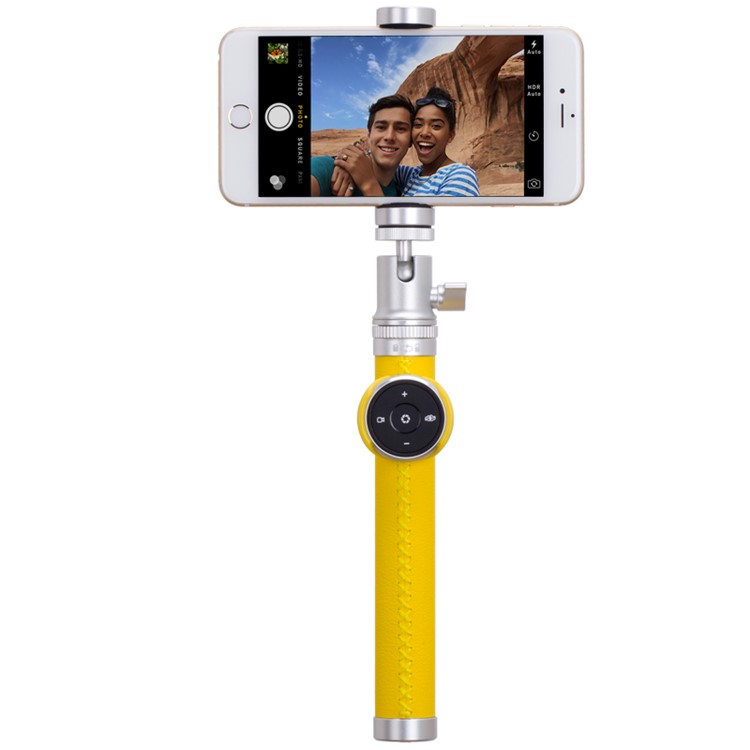 MOMAX Selfie Pro 90cm Selfie Stick Monopod with Bluetooth Remote Shutter - Yellow-2