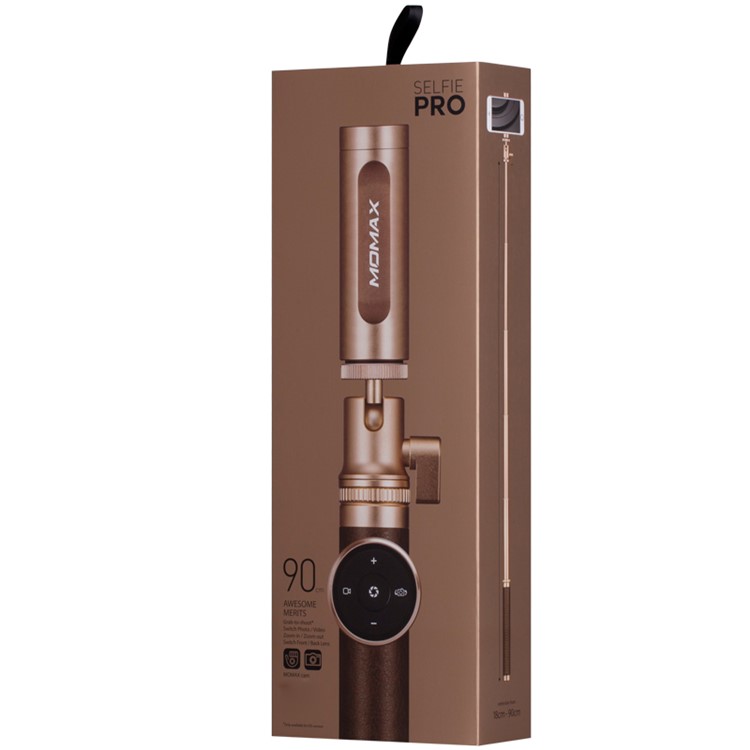 MOMAX Selfie Pro 90cm Selfie Stick Monopod with Bluetooth Remote Shutter - Brown-16