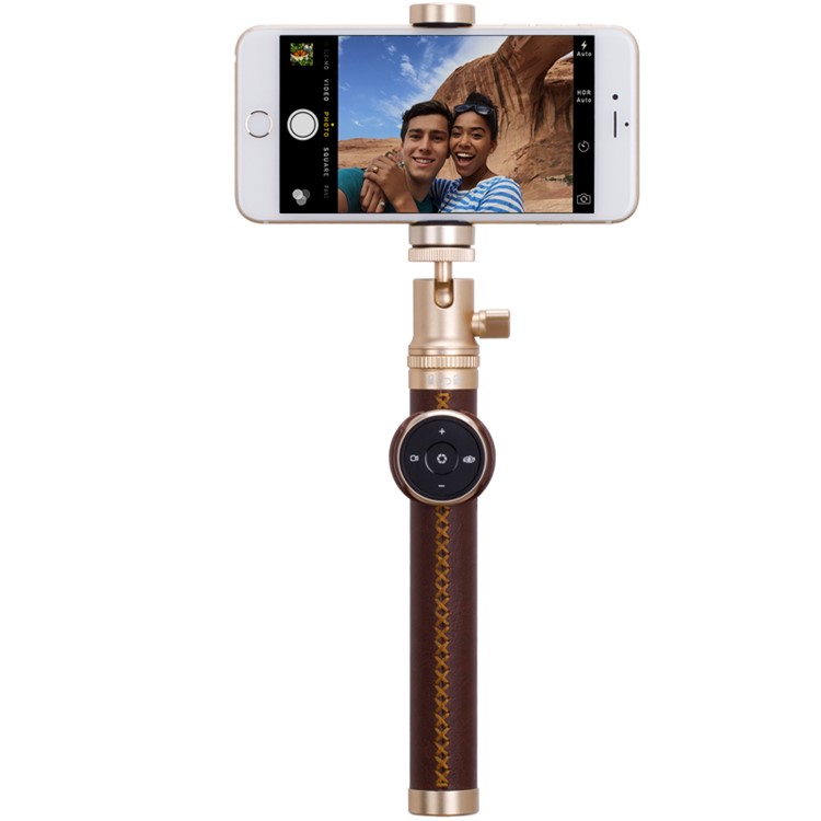 MOMAX Selfie Pro 90cm Selfie Stick Monopod with Bluetooth Remote Shutter - Brown-2
