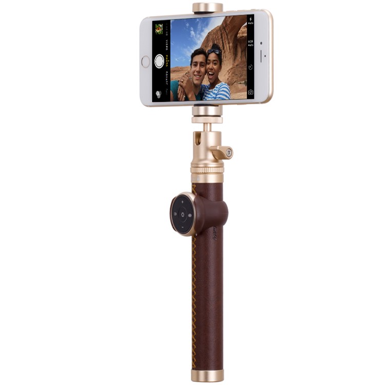 MOMAX Selfie Pro 90cm Selfie Stick Monopod with Bluetooth Remote Shutter - Brown-8