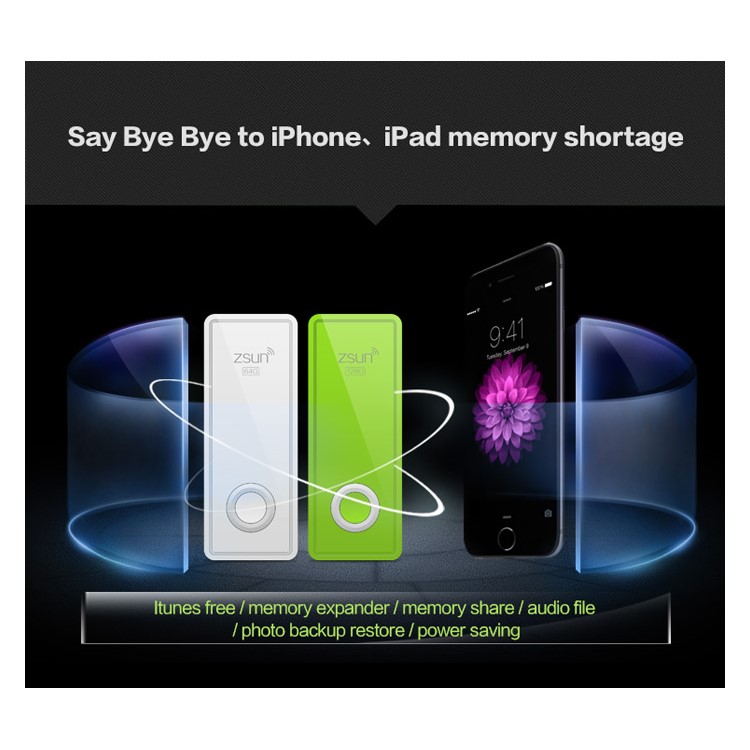 ZSUN 2 Smart WiFi Storage Disk 32GB USB Flash Drive for iPhone 6s Plus/6Plus/6s/6 Samsung S6 Edge/S6 Etc - Black-6