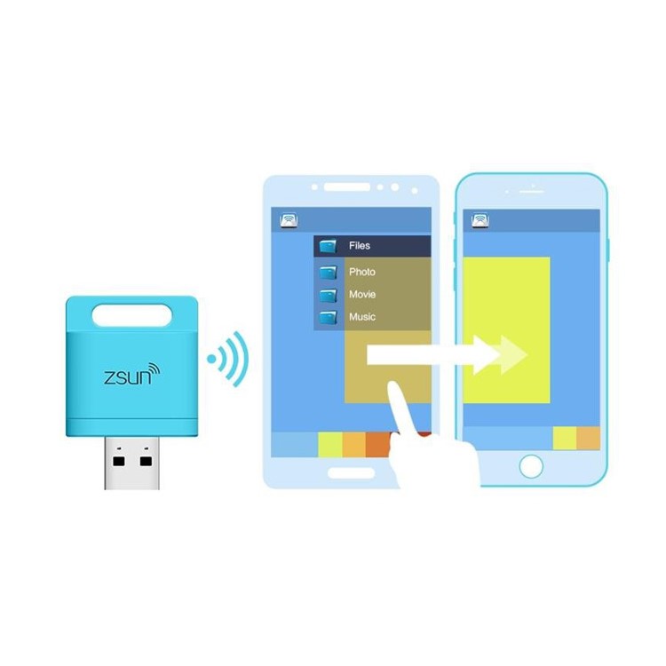 ZSUN 2TB WiFi USB 2.0 TF Card Reader for iOS Android Windows - White-9