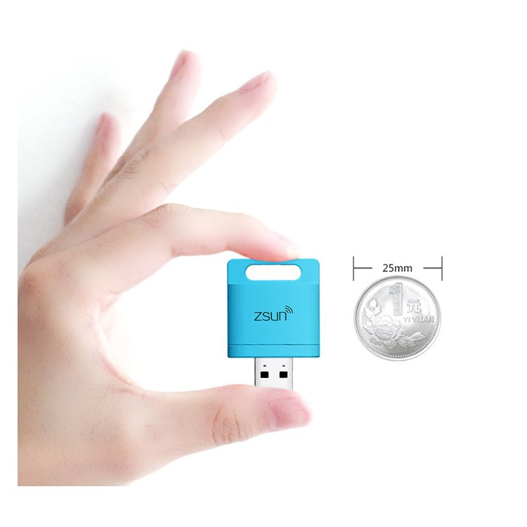ZSUN 2TB WiFi USB 2.0 TF Card Reader for iOS Android Windows - Blue-5