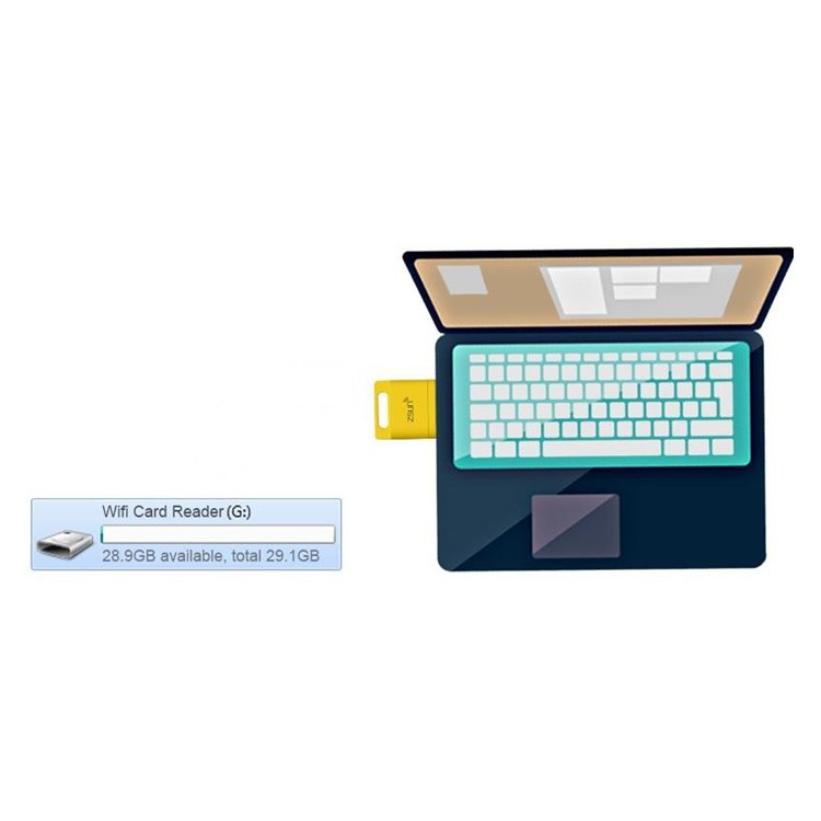 ZSUN 2TB WiFi USB 2.0 TF Card Reader for iOS Android Windows - Blue-7