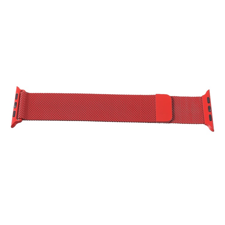 Milanese Stainless Steel Wrist Watch Replacement Band for Apple Watch Series 4 44mm / Series 3 / 2 / 1 42mm - Red-2