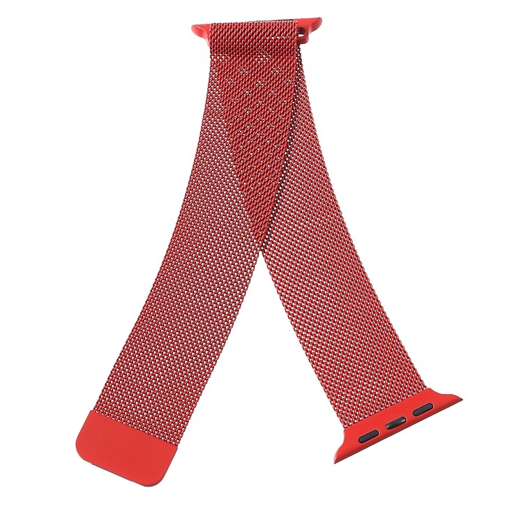 Milanese Stainless Steel Wrist Watch Replacement Band for Apple Watch Series 4 44mm / Series 3 / 2 / 1 42mm - Red-6