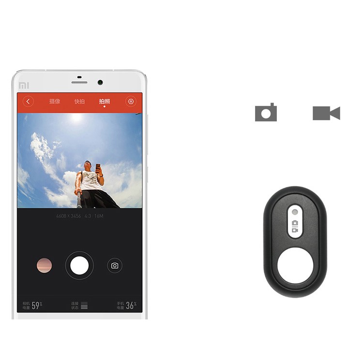 High Quality XIAOMI Xiaoyi Extendable Selfie Stick + Bluetooth Remote Shutter for Xiaomi Yi Action Camera and iOS Smartphones-11