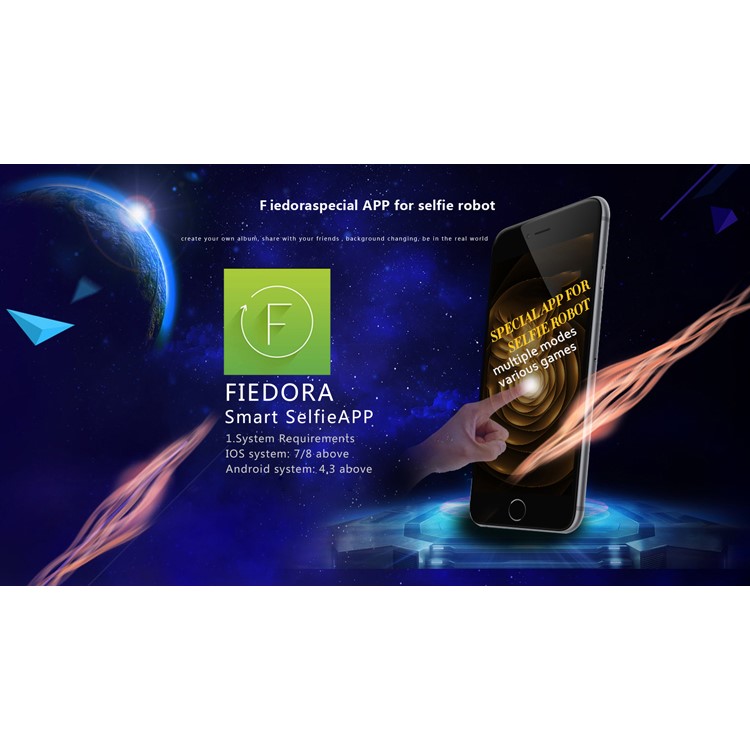 FIEDORA Smart Remote Control Bluetooth Face-tracking Self Timer Robot - Black-5