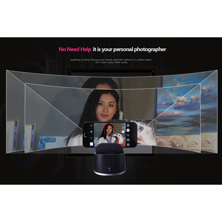 FIEDORA Smart Remote Control Bluetooth Face-tracking Self Timer Robot - Black-6