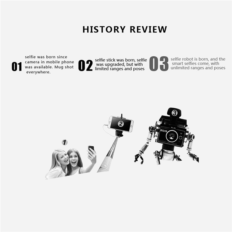 FIEDORA Smart Remote Control Bluetooth Face-tracking Self Timer Robot - Black-8
