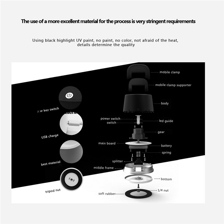 FIEDORA Smart Remote Control Bluetooth Face-tracking Self Timer Robot - Black-9
