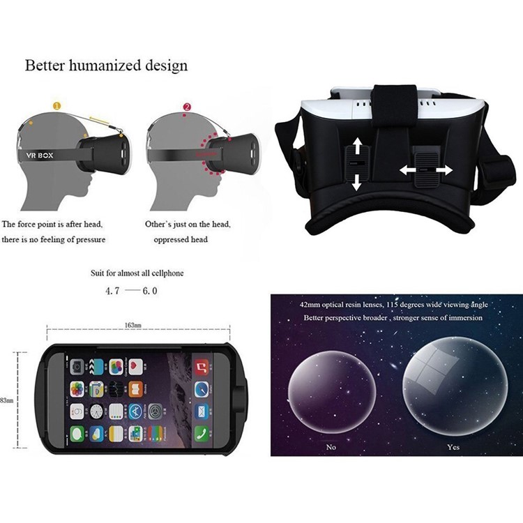 Virtual Reality Video Glasses Head Mount 3D VR BOX with Remote Shutter for iPhone 6s Plus / Samsung Galaxy Note5-21