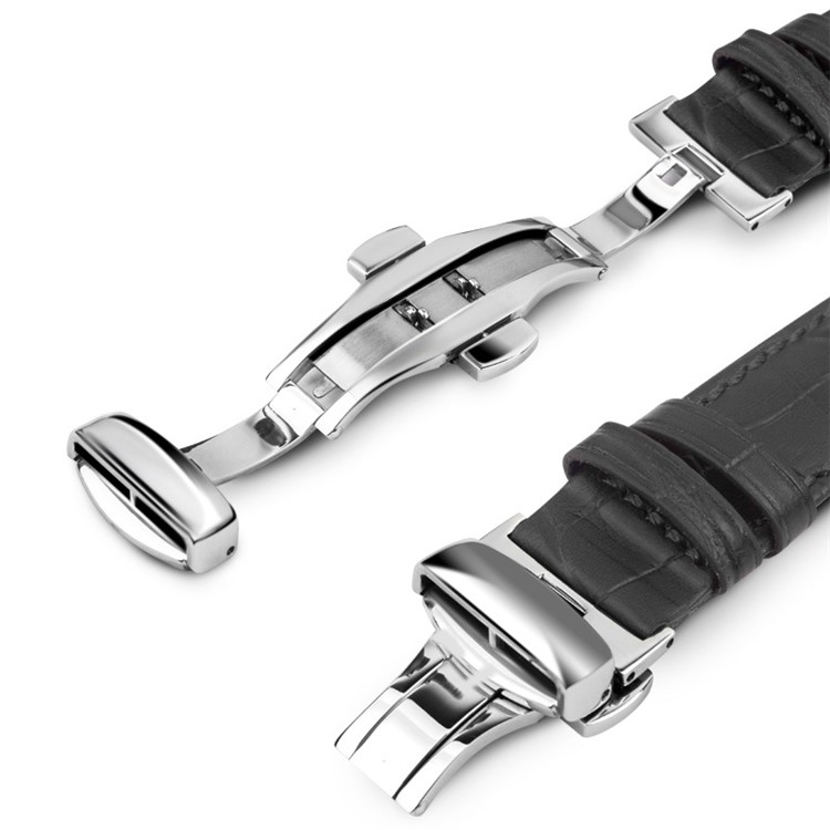 Pulsera de correa de cuero genuina QIALINO para 42mm Apple Watch Serie 3 / 2 / 1 - Negro-3