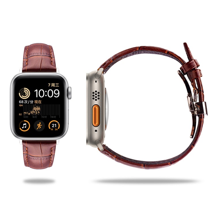 Pulsera de correa de cuero genuina QIALINO para 42mm Apple Watch Serie 3 / 2 / 1 - Negro-4