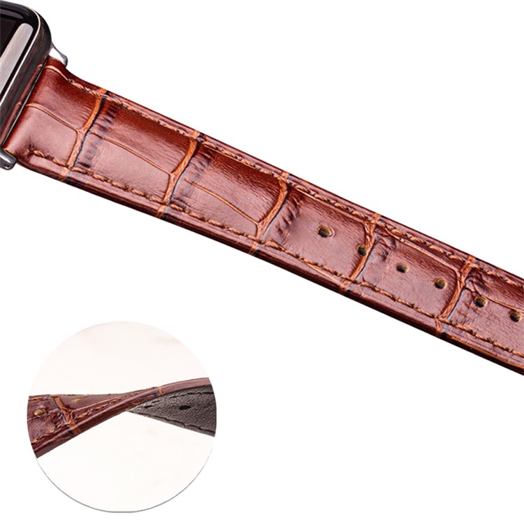 Pulsera de correa de cuero genuina QIALINO para 42mm Apple Watch Serie 3 / 2 / 1 - Negro-5