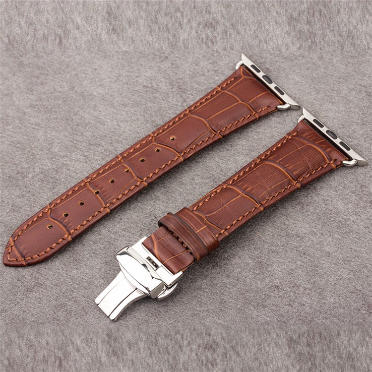 QIALINO Genuine Leather Business Style Watchband for 42mm Apple Watch Series 3 / 2 / 1 - Brown-2