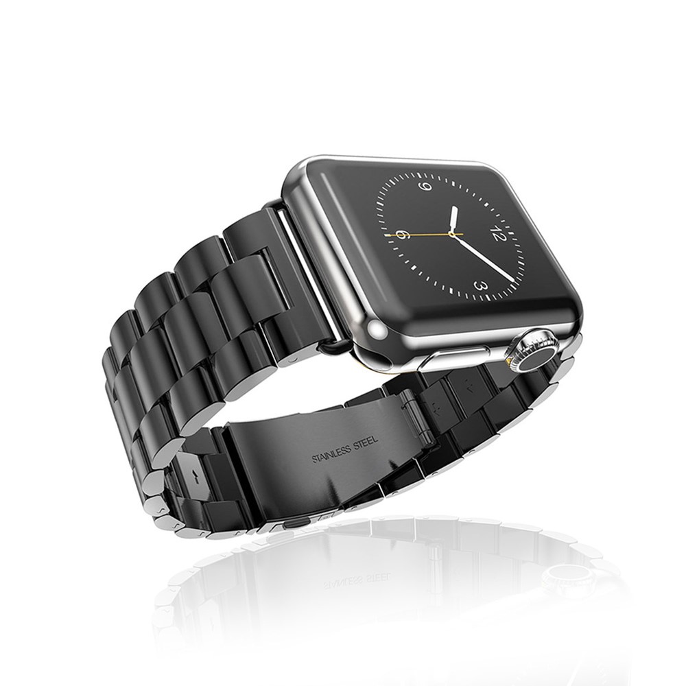 XINCUCO Three Bead Series Stainless Steel Watchband for Apple Watch 38mm Series 3 Series 2 Series 1 - Black-4