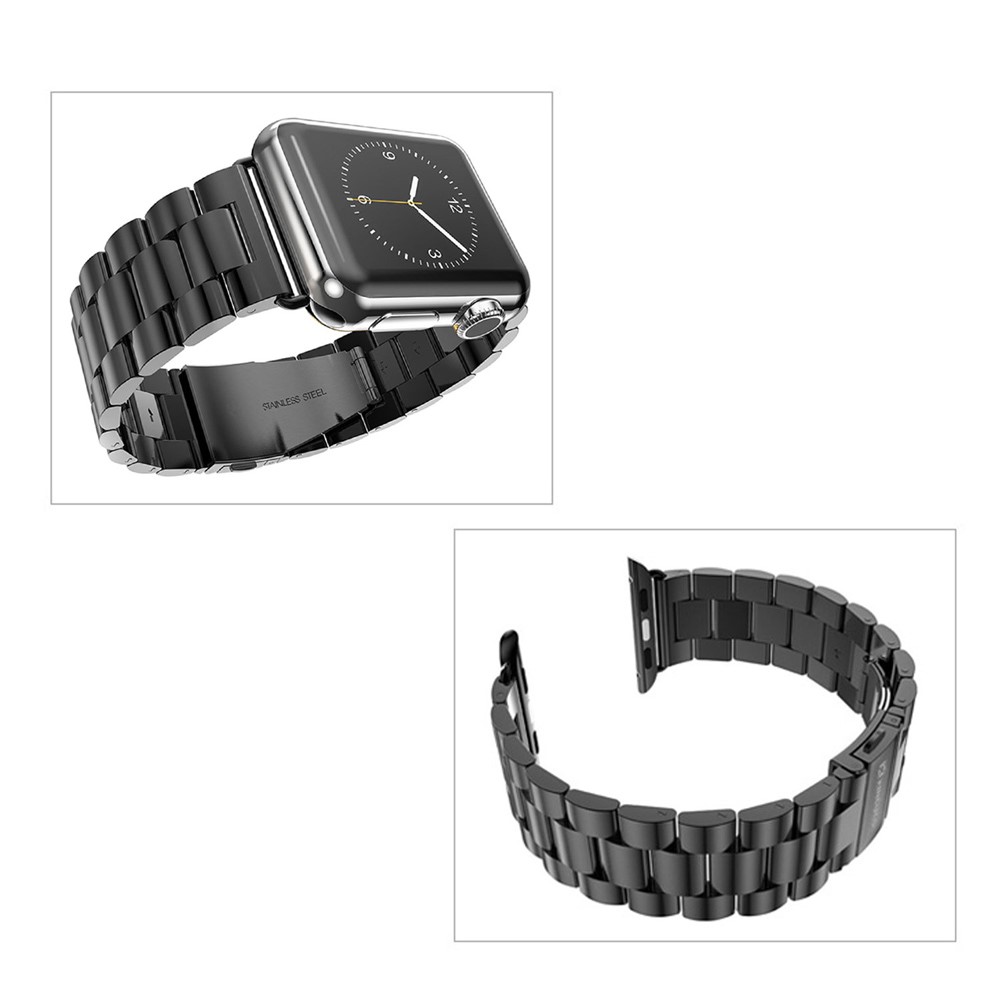XINCUCO Three Bead Series Stainless Steel Watchband for Apple Watch 38mm Series 3 Series 2 Series 1 - Black-5