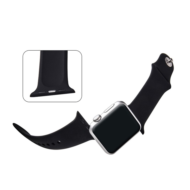 XINCUCO Soft Silicone Sport Wristband for Apple Watch 42mm Series 1 Series 2 Series 3 - Black-6