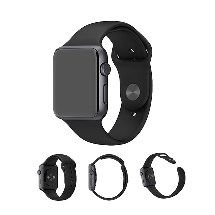 XINCUCO Soft Silicone Sport Wristband for Apple Watch 42mm Series 1 Series 2 Series 3 - Black-8
