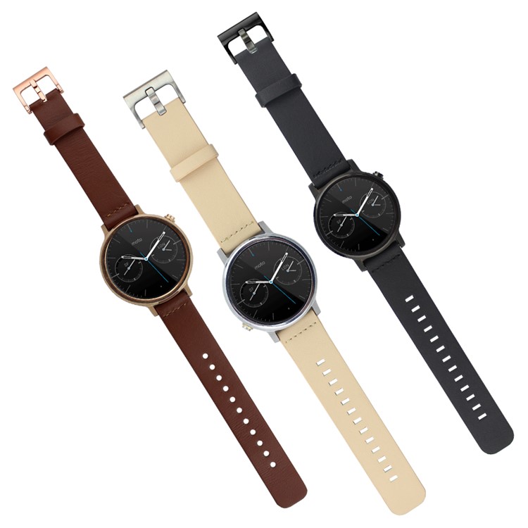 Genuine Leather Watchband for Motorola Moto 360 46mm (2nd gen) - Black/22mm-3