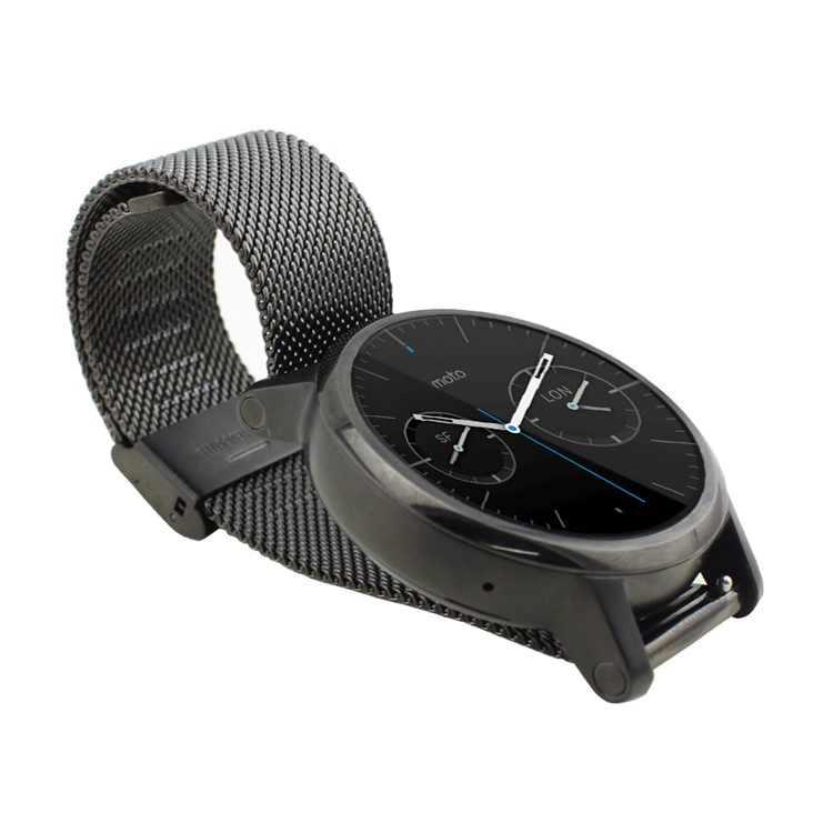 Metal Mesh Watchband for Motorola Moto 360 42mm (2nd gen) - Black / 16mm-1