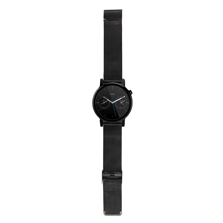 Metal Mesh Watchband for Motorola Moto 360 42mm (2nd gen) - Black / 16mm-2