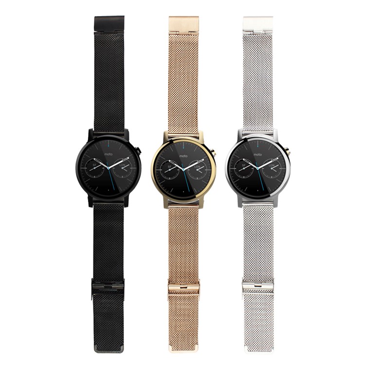 Metal Mesh Watchband for Motorola Moto 360 42mm (2nd gen) - Black / 16mm-6