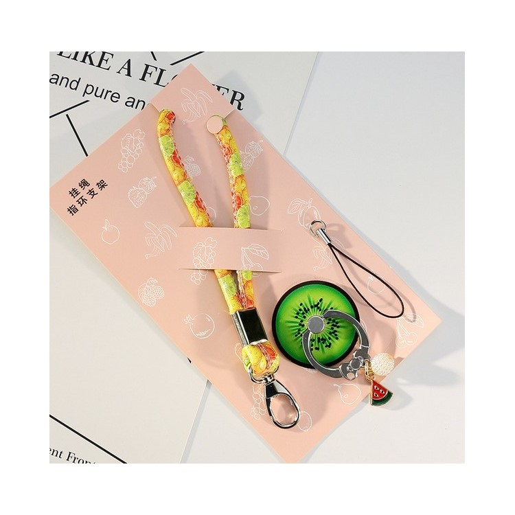 Fruit Shaped Universal Smartphone Finger Ring Holder Stand + Lanyard Kit for iPhone Samsung HTC etc. (Random)-2