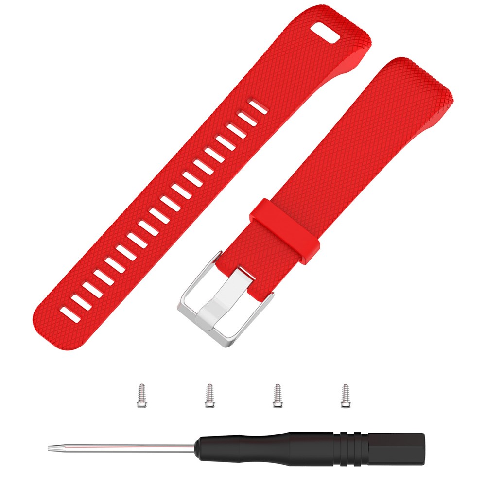 Flexible Silicone Watch Band with Installation Tools for Garmin Vivosmart HR+ / Approach X10 / Approach X40 - Red-3