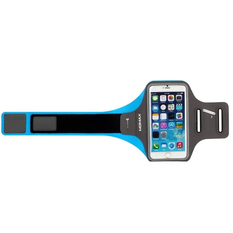 MOMAX XFIT Outdoor Sports Adjustable Lycra Fabric Running Jogging Armbands for iPhone 8 Plus/7 Plus - Blue-2