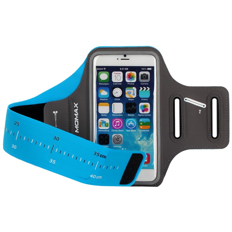 MOMAX XFIT Outdoor Sports Adjustable Lycra Fabric Running Jogging Armbands for iPhone 8 Plus/7 Plus - Blue-4
