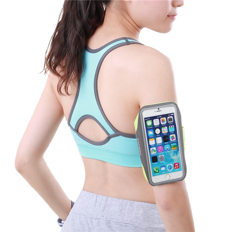 MOMAX XFIT Outdoor Sports Adjustable Lycra Fabric Gym Sports Armband Pouch for iPhone 8 Plus/7 Plus - Green-2