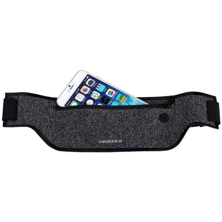 MOMAX XFIT Thin Breathable Sport Zipped Waist Bag for iPhone 7 Plus, etc. - Grey-7