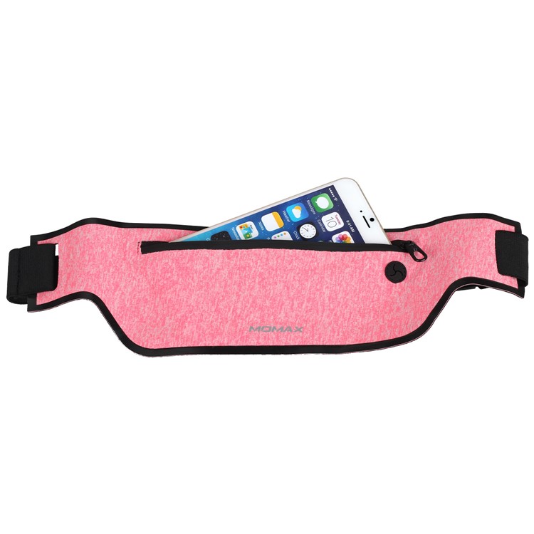 MOMAX XFIT Thin Breathable Waist Bag Sport Zipped Pouch for iPhone 7 Plus, etc. - Pink-2