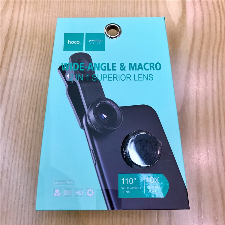 HOCO PH6 Clip-on High Definition 110° Wide Angle + 10X Macro Lens for iPhone Samsung Smartphones-9