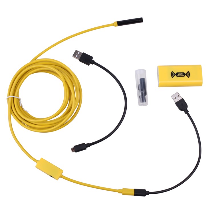YPC110B 5M IP68 Wireless Endoscope HD 1200P WiFi Borescope Inspection Snake Camera for Android and IOS - Yellow-5